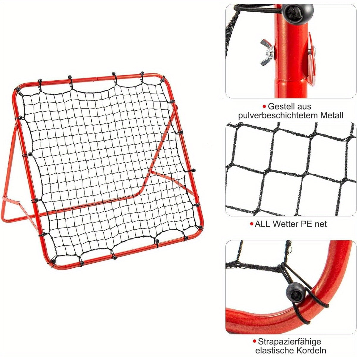Voetbal Rebounder Rood 100 X 100 Cm.