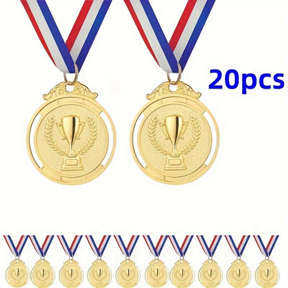 20 Sportmedailles met Rode, Wit , Blauwe Lint