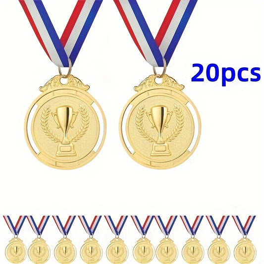 20 Sportmedailles met Rode, Wit , Blauwe Lint